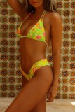 Colour Sexy Print Bandage Backless Swimwears (With Paddings)