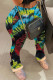 Green Casual Print Fold Skinny High Waist Conventional Full Print Trousers