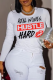 White Street Print Letter O Neck Tops