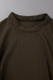 White Casual Solid Basic O Neck Long Sleeve Two Pieces