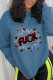Blue Street Print Letter O Neck Tops