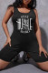 Black Fashion Casual Print Vests O Neck Regular Romper