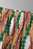 Green Sexy Casual Print Backless Strapless Sleeveless Two Pieces