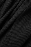 Black Casual Solid Patchwork V Neck Skinny Jumpsuits