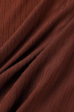 Brownness Casual Solid Basic Half A Turtleneck Skinny Romper