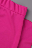 Rose Red Casual Solid Patchwork Zipper Collar Long Sleeve Two Pieces