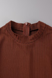 Brownness Casual Solid Basic Half A Turtleneck Skinny Romper