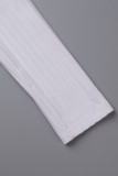 White Casual Solid Basic O Neck Long Sleeve Two Pieces