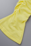 Pink Casual Solid Patchwork Fold High Waist Pencil Solid Color Bottoms