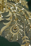Ink Green Elegant Solid Embroidered Patchwork Strapless Trumpet Mermaid Dresses