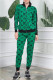 Green Casual Letter Patchwork Zipper Collar Long Sleeve Two Pieces