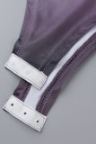 Grey Black Street Print Patchwork O Neck Long Sleeve Two Pieces