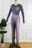 Grey Black Street Print Patchwork O Neck Long Sleeve Two Pieces