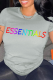 Grey Street Print Patchwork Letter O Neck T-Shirts