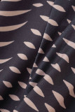 Brown Sexy Print Patchwork Zipper Collar Skinny Jumpsuits
