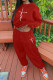 Red Casual Print Patchwork O Neck Long Sleeve Two Pieces