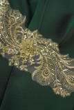 Ink Green Elegant Solid Embroidered Patchwork Strapless Trumpet Mermaid Dresses