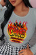 Grey Street Print Patchwork O Neck Tops