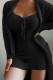 Black Sexy Casual Solid Basic V Neck Long Sleeve Two Pieces