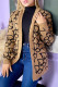 Khaki Casual Letter Patchwork Cardigan Collar Tops