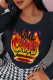 Black Street Print Patchwork O Neck Tops