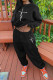Black Casual Print Patchwork O Neck Long Sleeve Two Pieces
