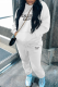 White Casual Print Draw String Hooded Collar Long Sleeve Two Pieces