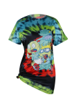 Multicolor Street Character Tie-dye O Neck Straight Dresses