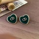 Green Simplicity Letter Patchwork Earrings