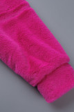 Pink Casual Solid Cardigan O Neck Outerwear