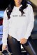 White Casual Print Letter O Neck Tops