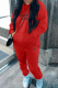 Red Casual Print Draw String Hooded Collar Long Sleeve Two Pieces