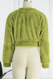 Pink Casual Solid Cardigan O Neck Outerwear