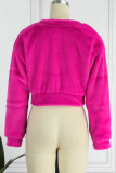 Pink Casual Solid Cardigan O Neck Outerwear