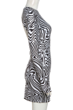 Stripe Sexy Animal Print Backless Half A Turtleneck Pencil Skirt Dresses