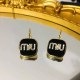 Black Street Letter Patchwork Rhinestone Earrings