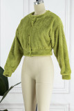Pink Casual Solid Cardigan O Neck Outerwear