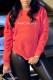 Red Casual Print Letter O Neck Tops