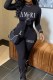 Black Casual Print Letter O Neck Jumpsuits