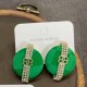 Green Simplicity Letter Geometric Patchwork Rhinestone Earrings