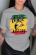 Grey Daily Lips Printed Patchwork O Neck T-Shirts