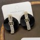 Black Simplicity Letter Geometric Patchwork Rhinestone Earrings