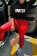Red Casual Print Patchwork O Neck Long Sleeve Two Pieces