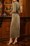 Pink Formal Solid Patchwork V Neck Waist Skirt Dresses