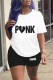 Black Casual Print Letter O Neck Short Sleeve Two Pieces