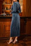 Pink Formal Solid Patchwork V Neck Waist Skirt Dresses