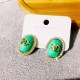 Green Elegant Geometric Rhinestone Earrings
