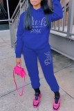 Pink Casual Letter Hot Drill Hooded Collar Long Sleeve Two Pieces