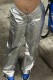 Silver Casual Solid Patchwork Regular Mid Waist Conventional Solid Color Trousers