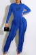 Blue Casual Print Letter O Neck Long Sleeve Two Pieces